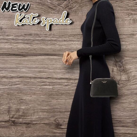 New NWT Kate Spade Tinsel Small Dome Crossbody Bag – Glitter Black - Picture 2 of 5